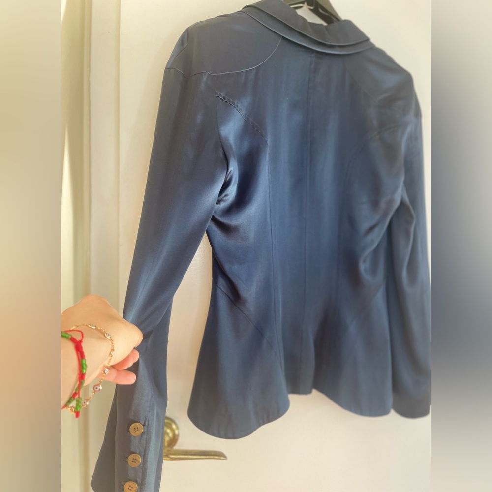 Walter Baker | Silk Blue Fitted Lapel Blazer | Size 0 | Worn 2x